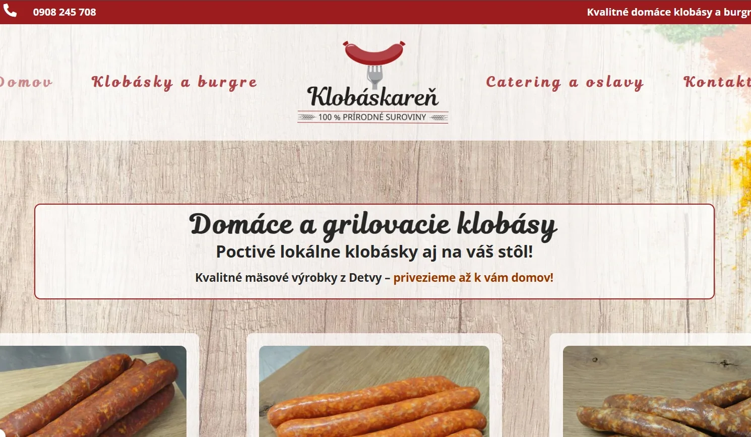 Klobaskaren.sk – webdizajn a SEO pre výrobcu kvalitných domácich klobás z okolia Detvy