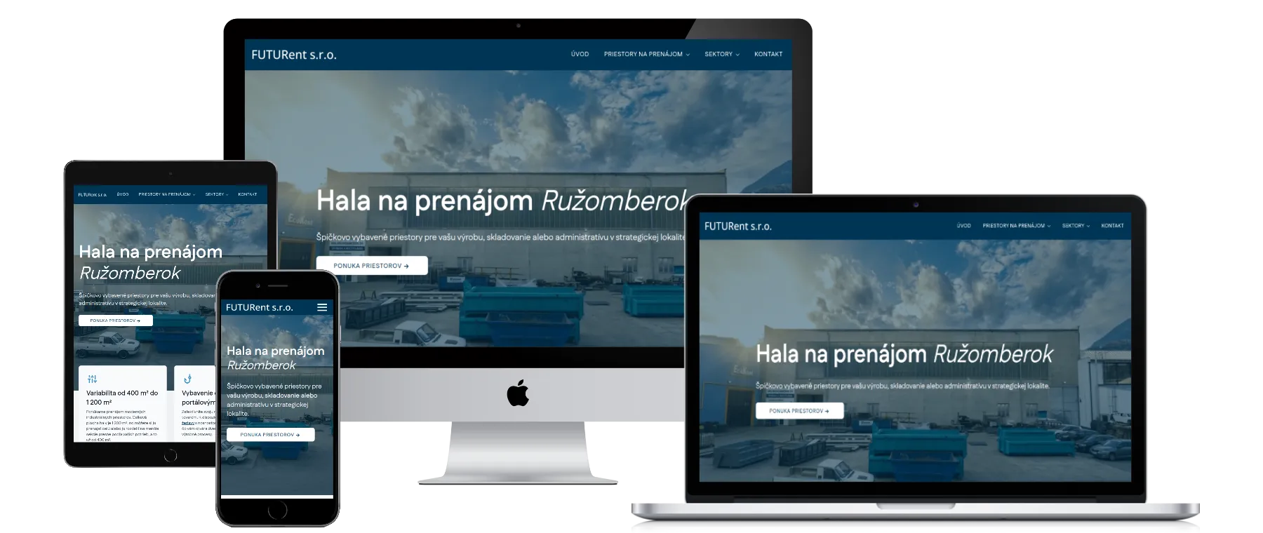 Hala Ružomberok – FUTURent: strategický web pre prenájom výrobnej haly